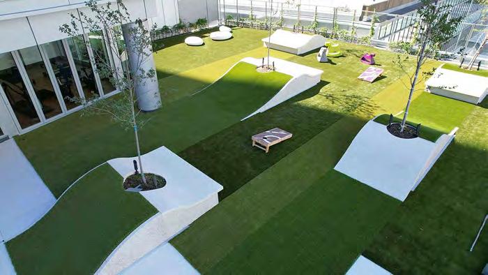 Manufacturer photo: SynRye turf laid on a rooftop terrace, the setting Melt-Safe is built for